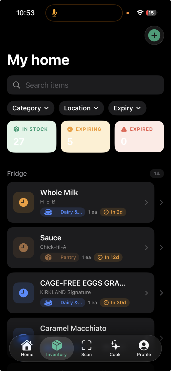 Shelfie inventory view
